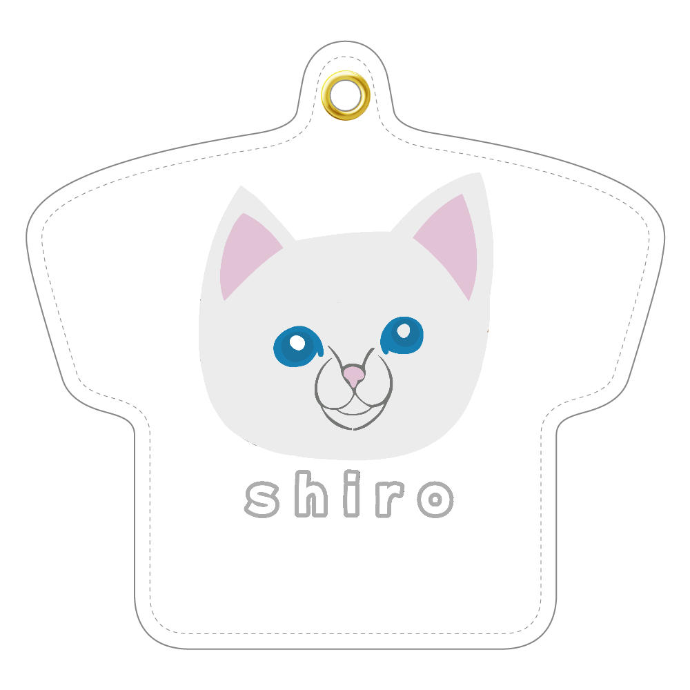 しろねこちゃん レザーキーホルダー（Tシャツ型）