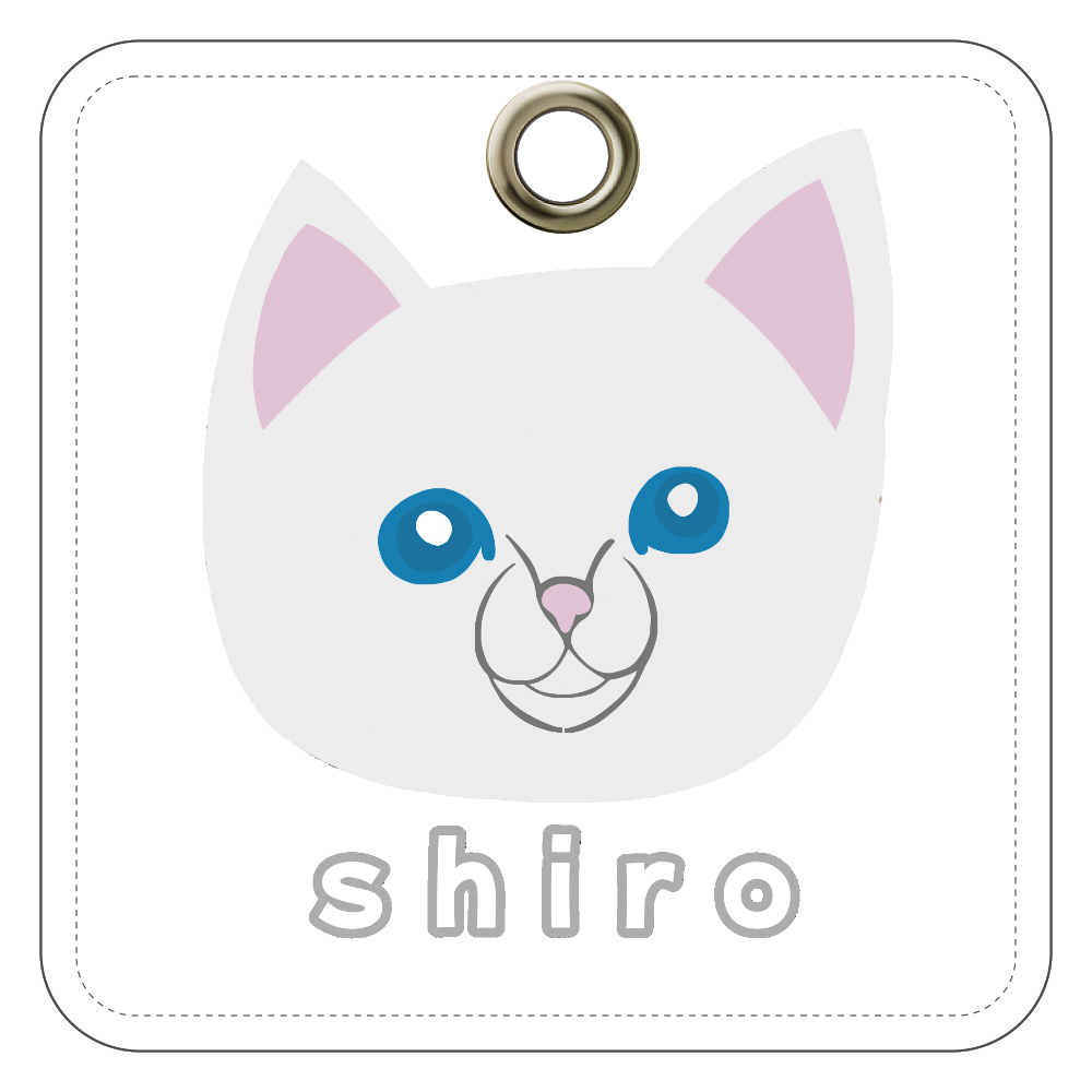 しろねこちゃん レザーキーホルダー（四角型）