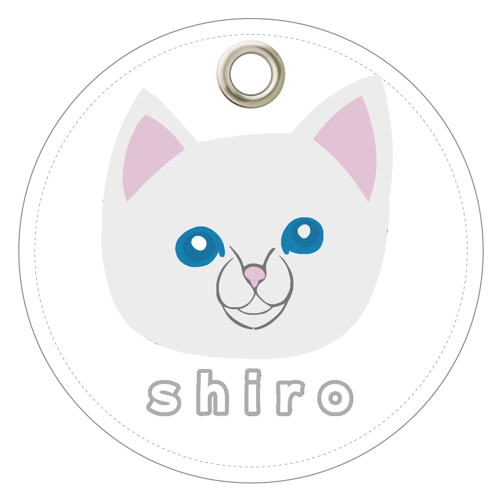 しろねこちゃん レザーキーホルダー（丸型）
