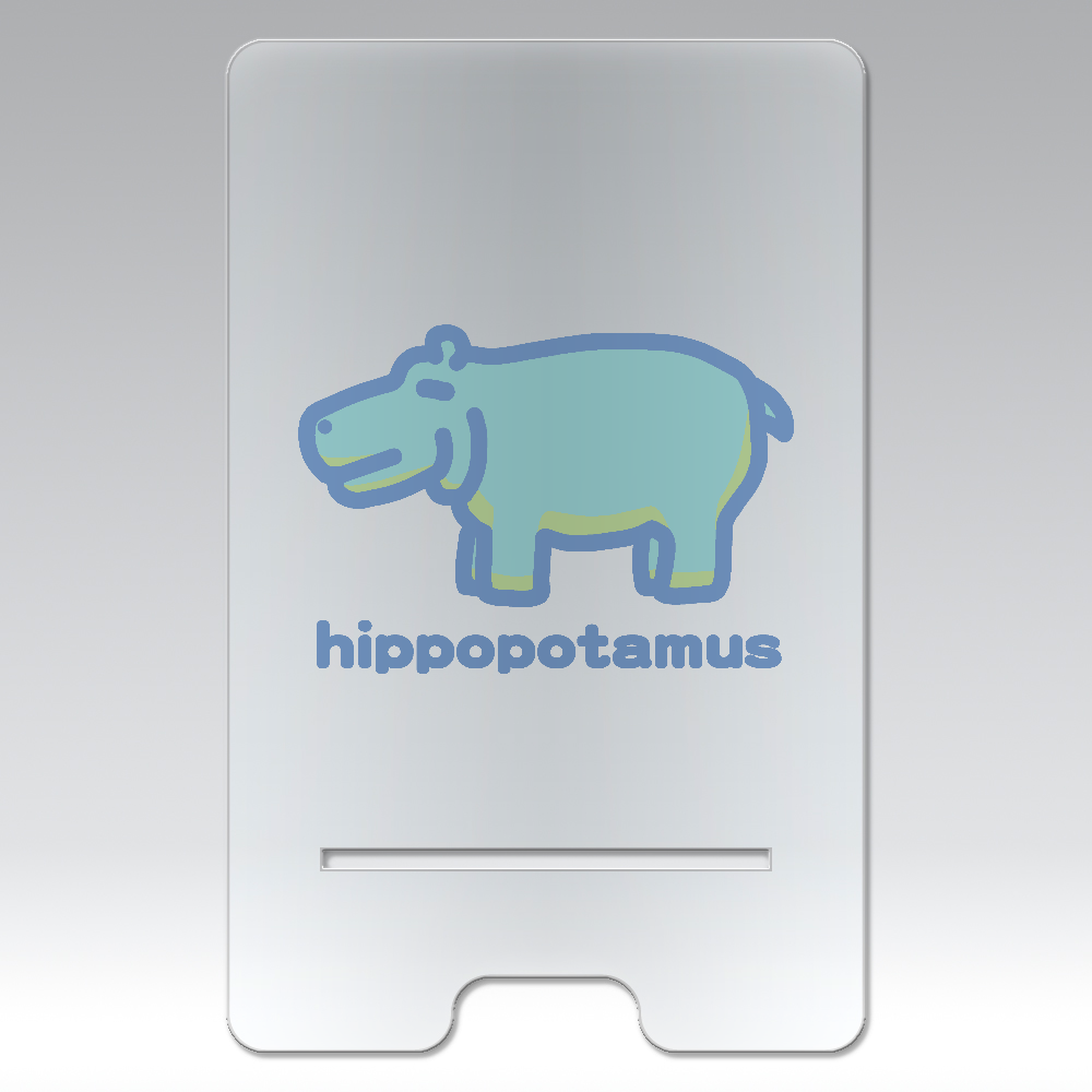 お昼が楽しみなカバ（あお） アクリル スマホスタンド