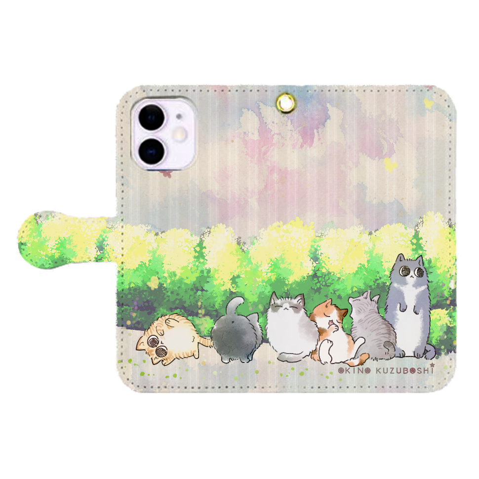 けぱけぱの子猫たち iPhone12mini 手帳型スマホケース