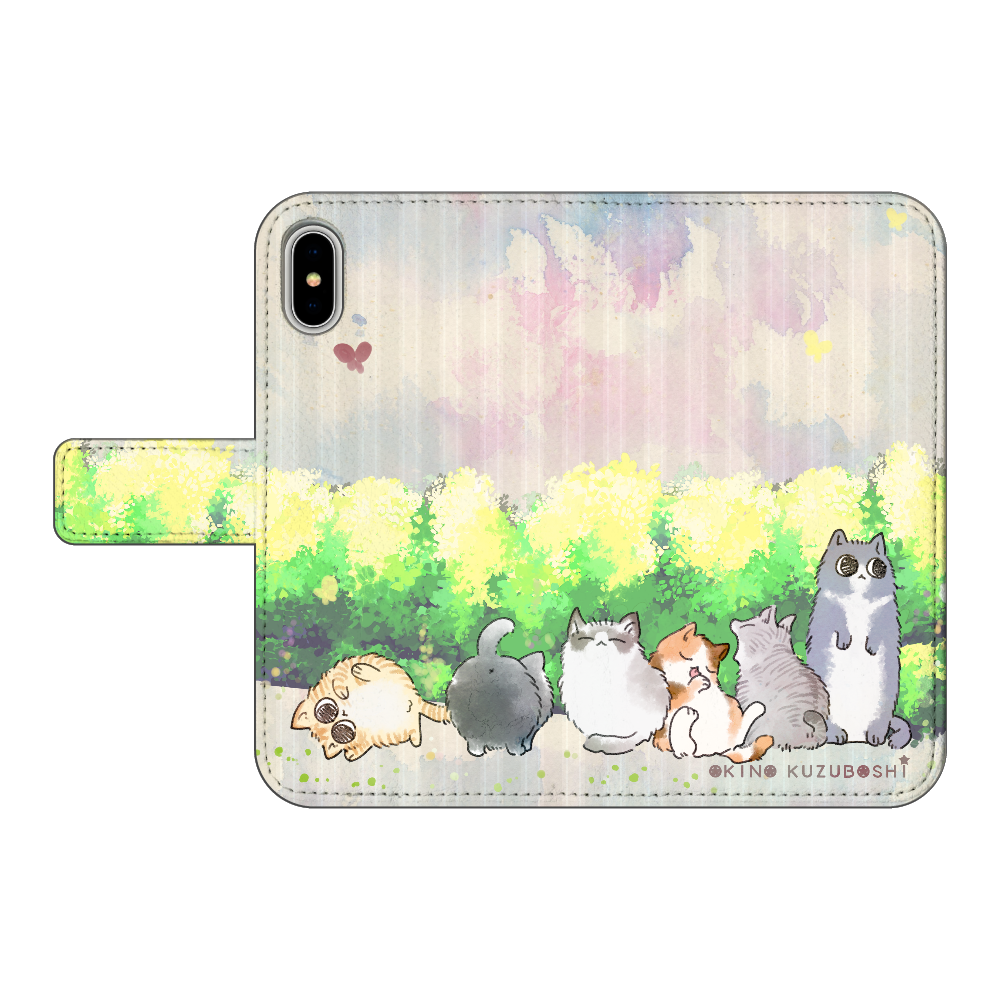 けぱけぱの子猫たち  iPhoneX/XS 手帳型スマホケース ベルトあり3ポケット iPhoneX/XS