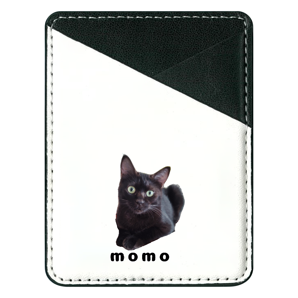 黒ねこももちゃん 貼り付けパスケース(スマホ用)