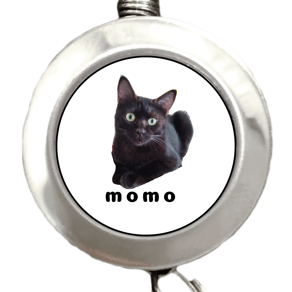 黒ねこももちゃん リールキーホルダー