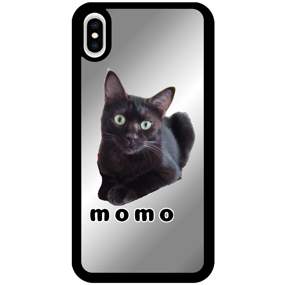 黒ねこももちゃん iPhoneXS Maxミラーパネルケース