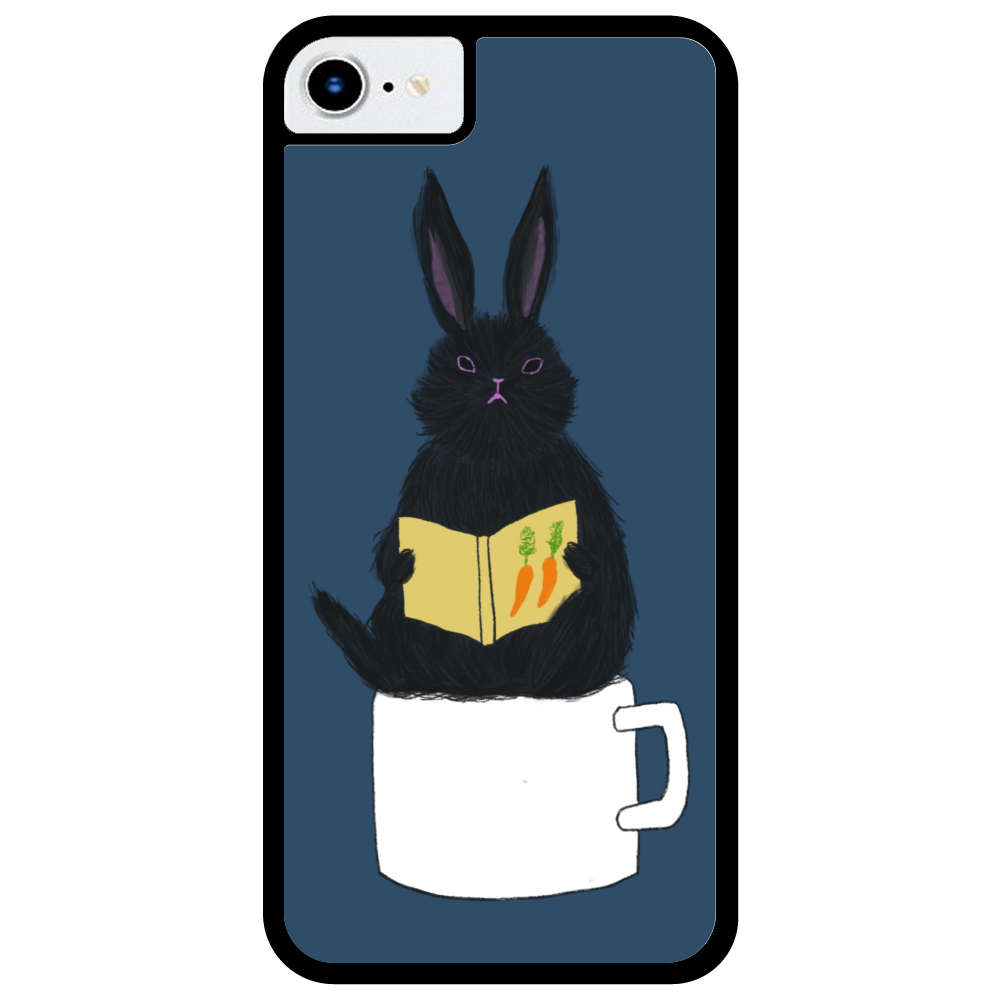 黒うさぎの読書 iPhone7_プリントパネルラバーケース