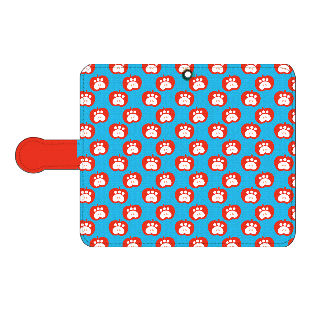 肉球リンゴの手帳型スマホケース【赤リンゴ】 手帳型ベルト付きアンドロイドS