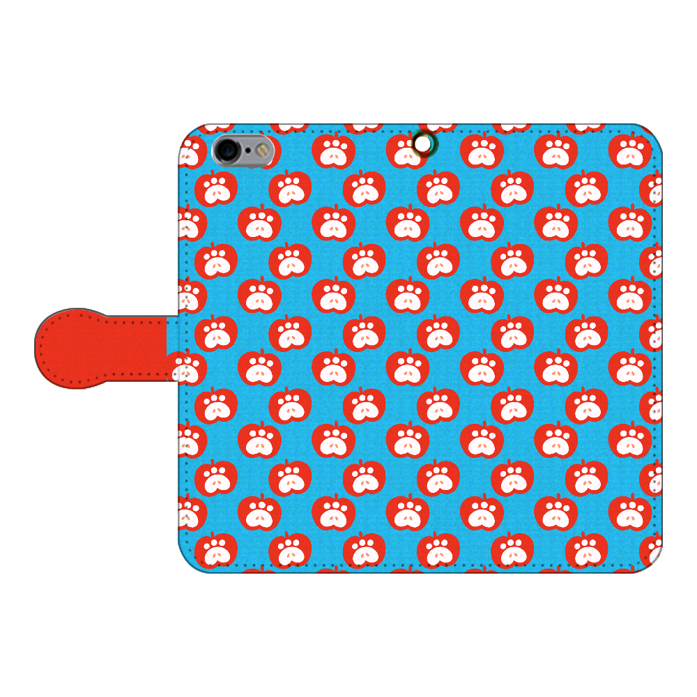 肉球リンゴの手帳型スマホケース【赤リンゴ】 iPhone6/6s 手帳型スマホケース