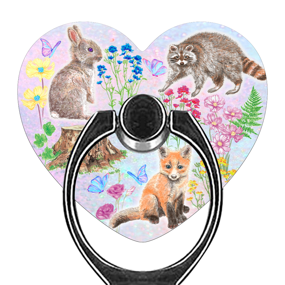 森のともだち　ピンク スマホリング（ハート型）