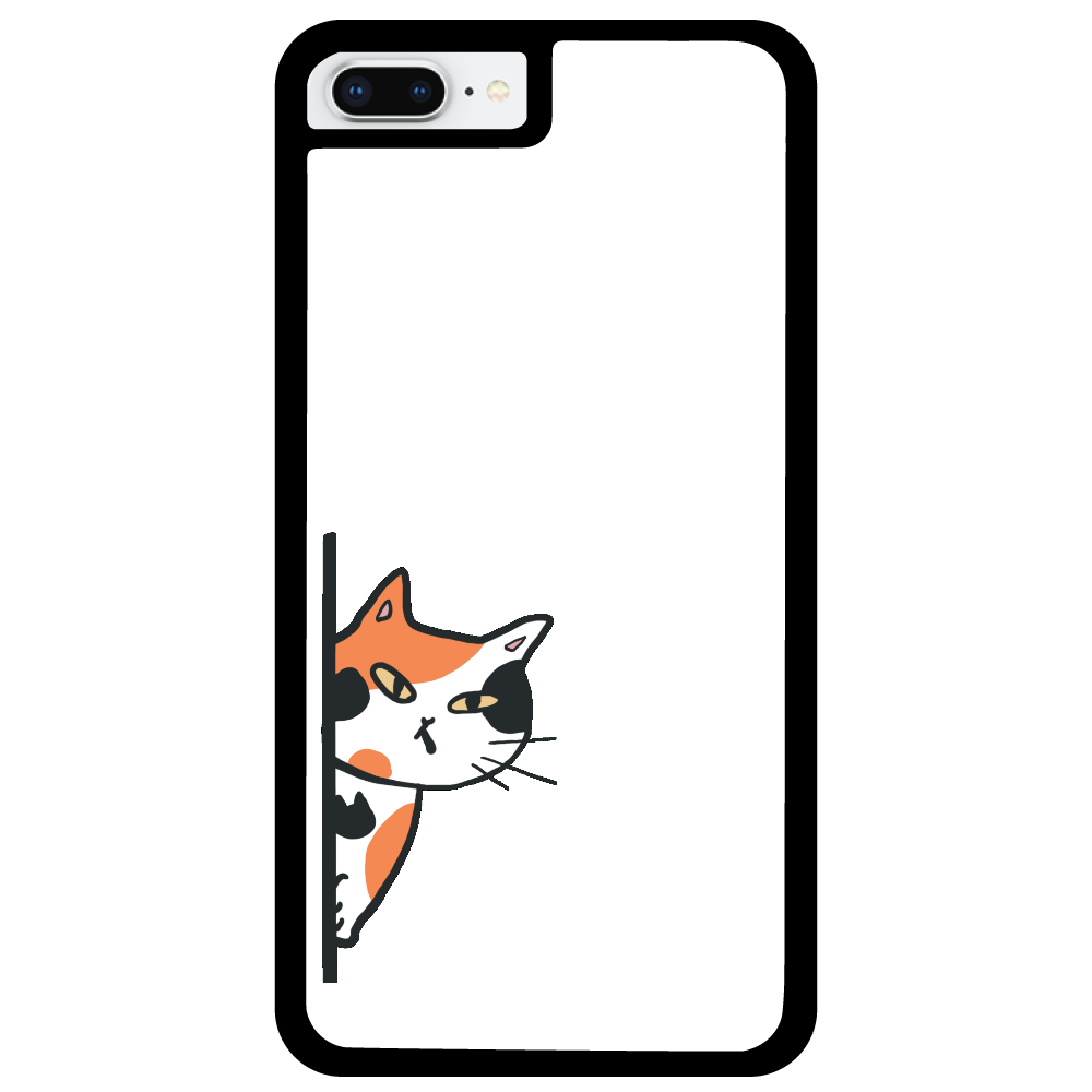 のぞき見ネコ　三毛猫 iPhone7Plus_プリントパネルラバーケース