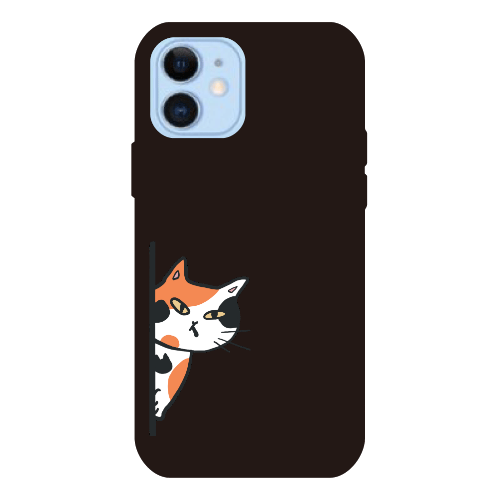 のぞき見ネコ　三毛猫 iPhone12/12Proプリントパネルラバーケース