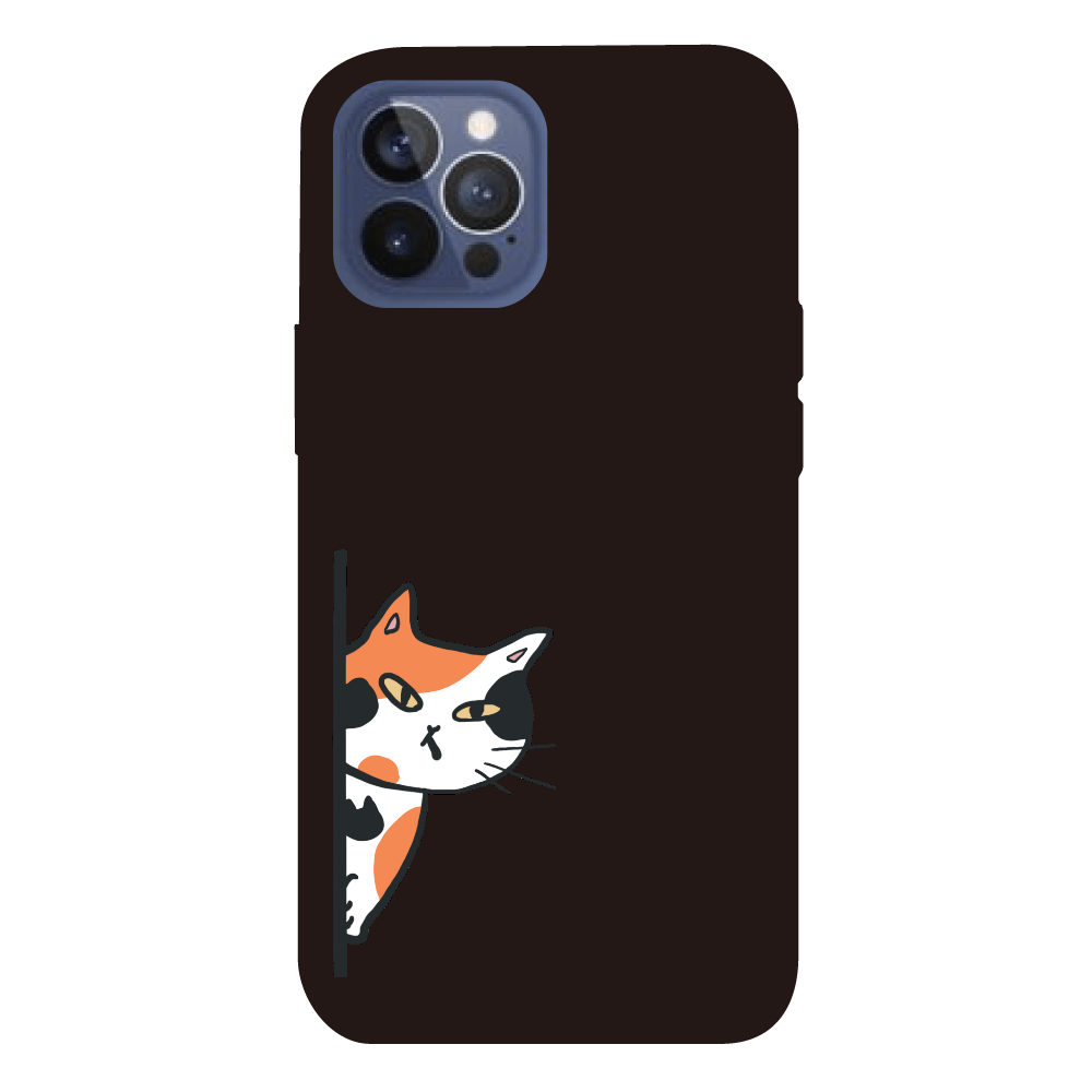 のぞき見ネコ　三毛猫 iPhone12ProMAXプリントパネルラバーケース