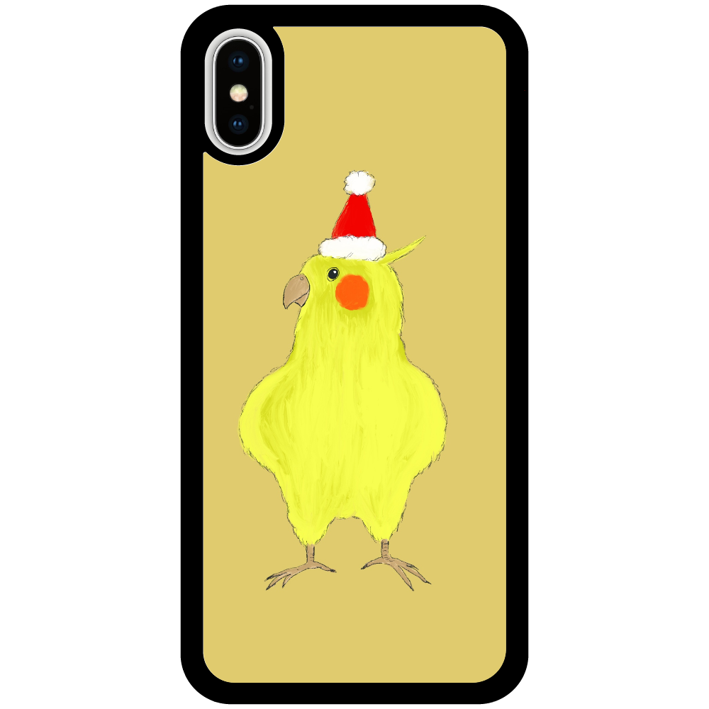 オカメインコのクリスマス iPhoneX/Xs_プリントパネルラバーケース