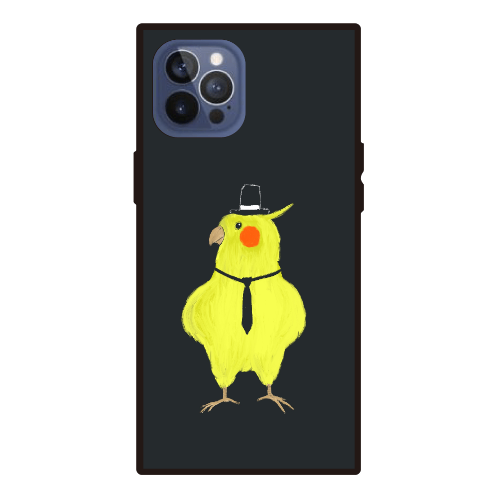 スパイみたいなオカメインコ iPhone12pro max 背面強化ガラス（スクエア）