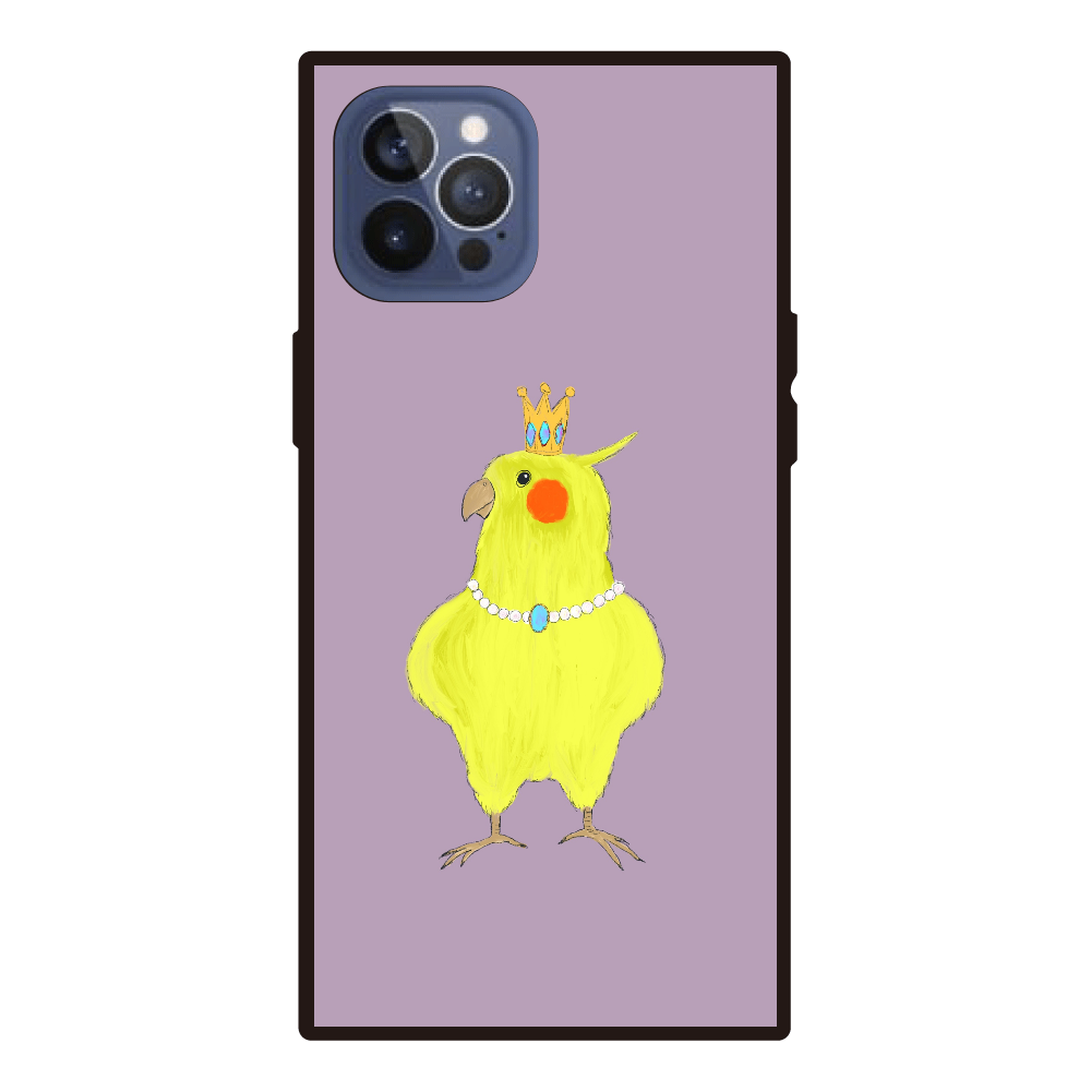 お姫様みたいなオカメインコ iPhone12pro max 背面強化ガラス（スクエア）