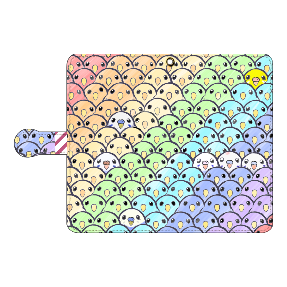 鳥いっぱいうちの子MIX 手帳型ベルト付きアンドロイドL