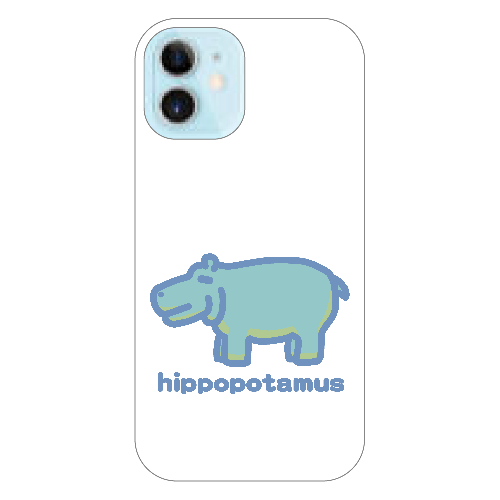 お昼が楽しみなカバ（あお） iPhone12 mini (白/黒)