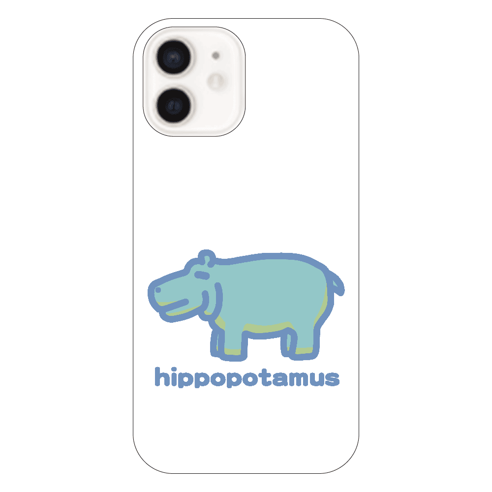 お昼が楽しみなカバ（あお） iPhone12 (白/黒)