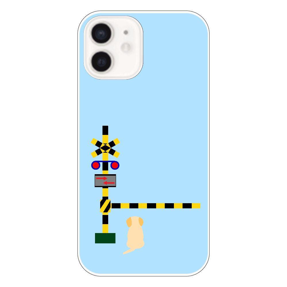 踏切のわんこ（あお） iPhone12 (白/黒)