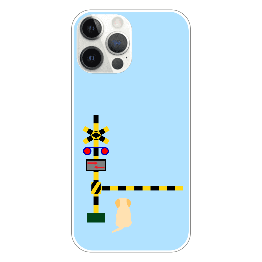 踏切のわんこ（あお） iPhone12 ProMax (白/黒)