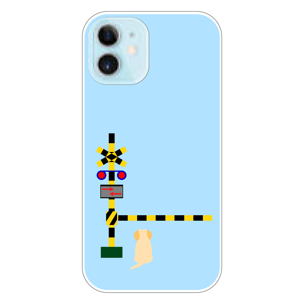 踏切のわんこ（あお） iPhone12 mini (白/黒)