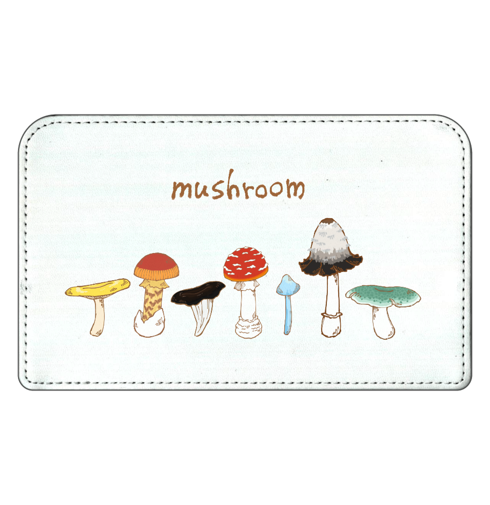 きのこケース スクエアレザーポーチ