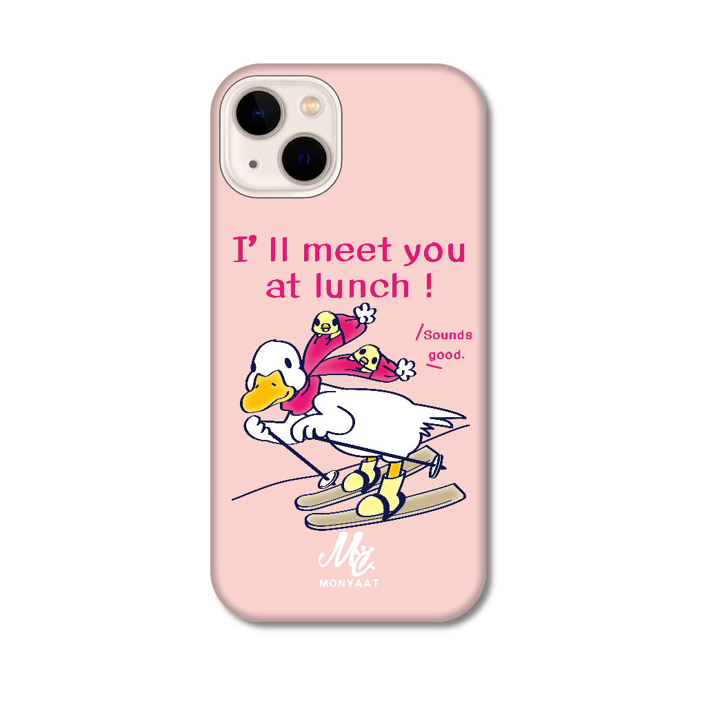 あひるのおひるさんのスキー　ピンク iPhone14
