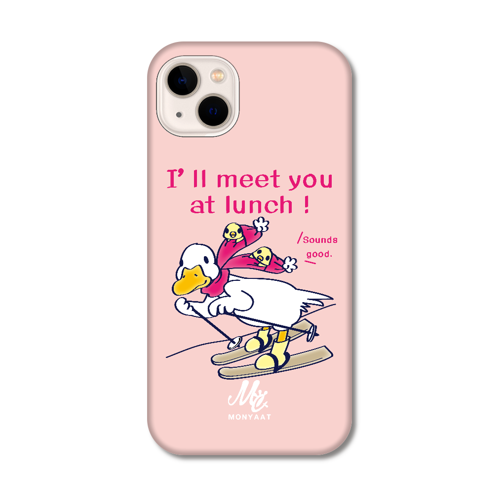 あひるのおひるさんのスキー　ピンク iPhone14 Plus