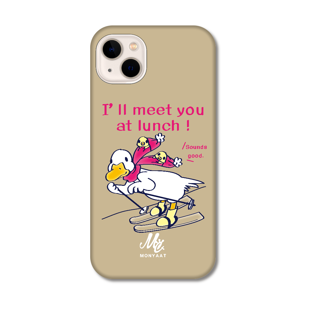 あひるのおひるさんのスキー　ブラウン iPhone14 Plus