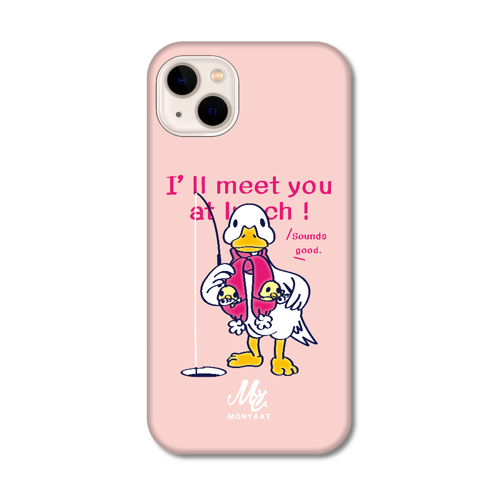 あひるのおひるさんのサカナ釣り ピンク iPhone14 Plus