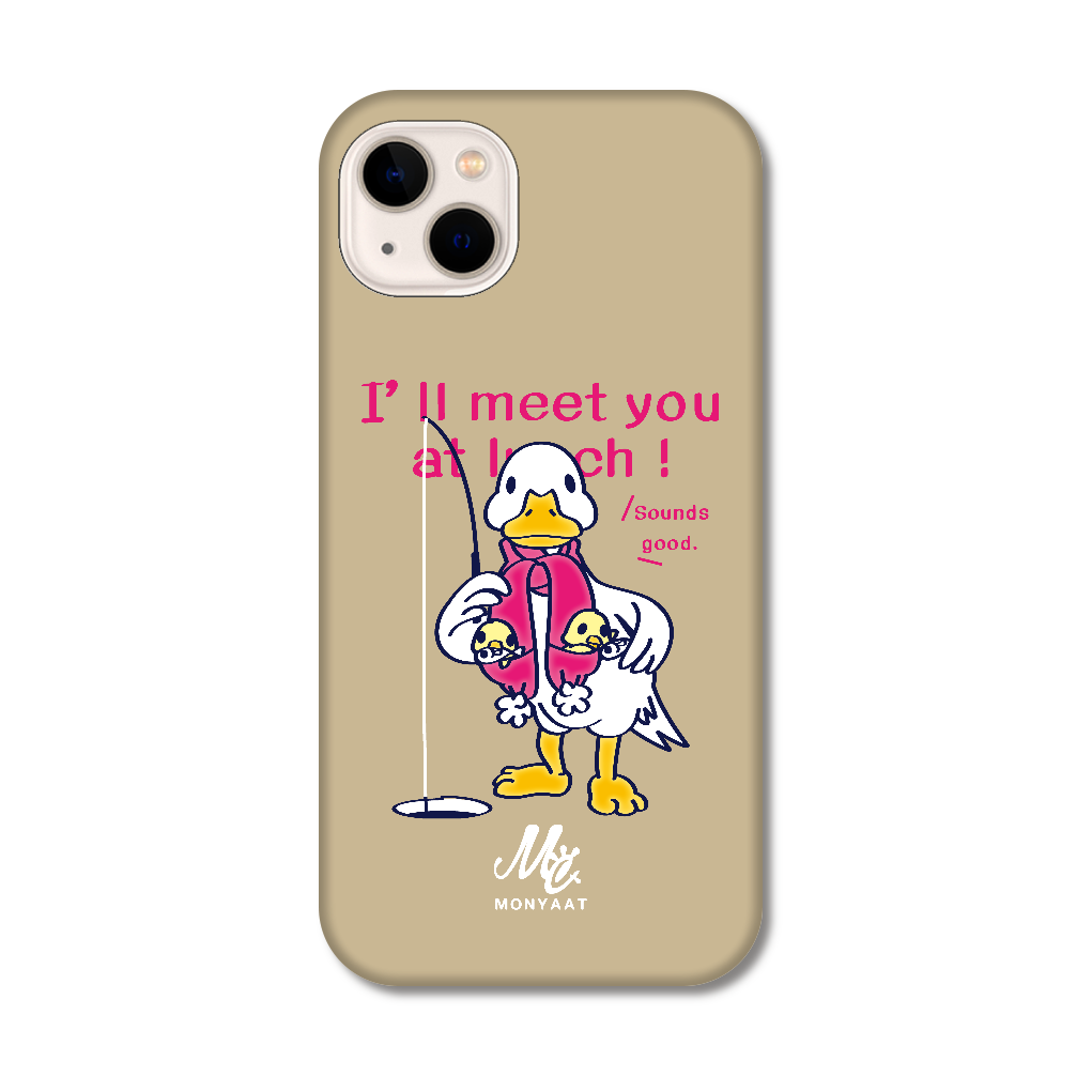あひるのおひるさんのサカナ釣り ブラウン iPhone14 Plus