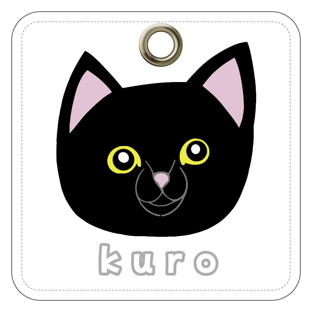 くろねこちゃん レザーキーホルダー（四角型）