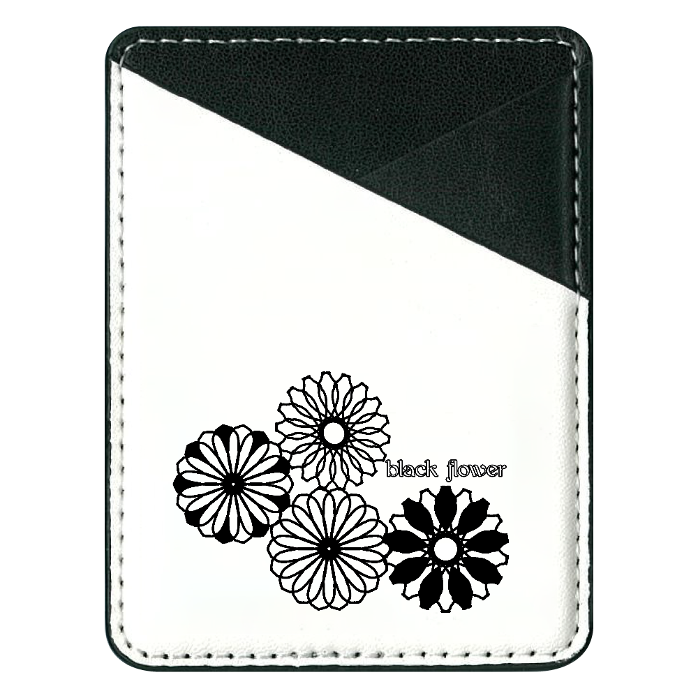ブラックフラワー 貼り付けパスケース(スマホ用)