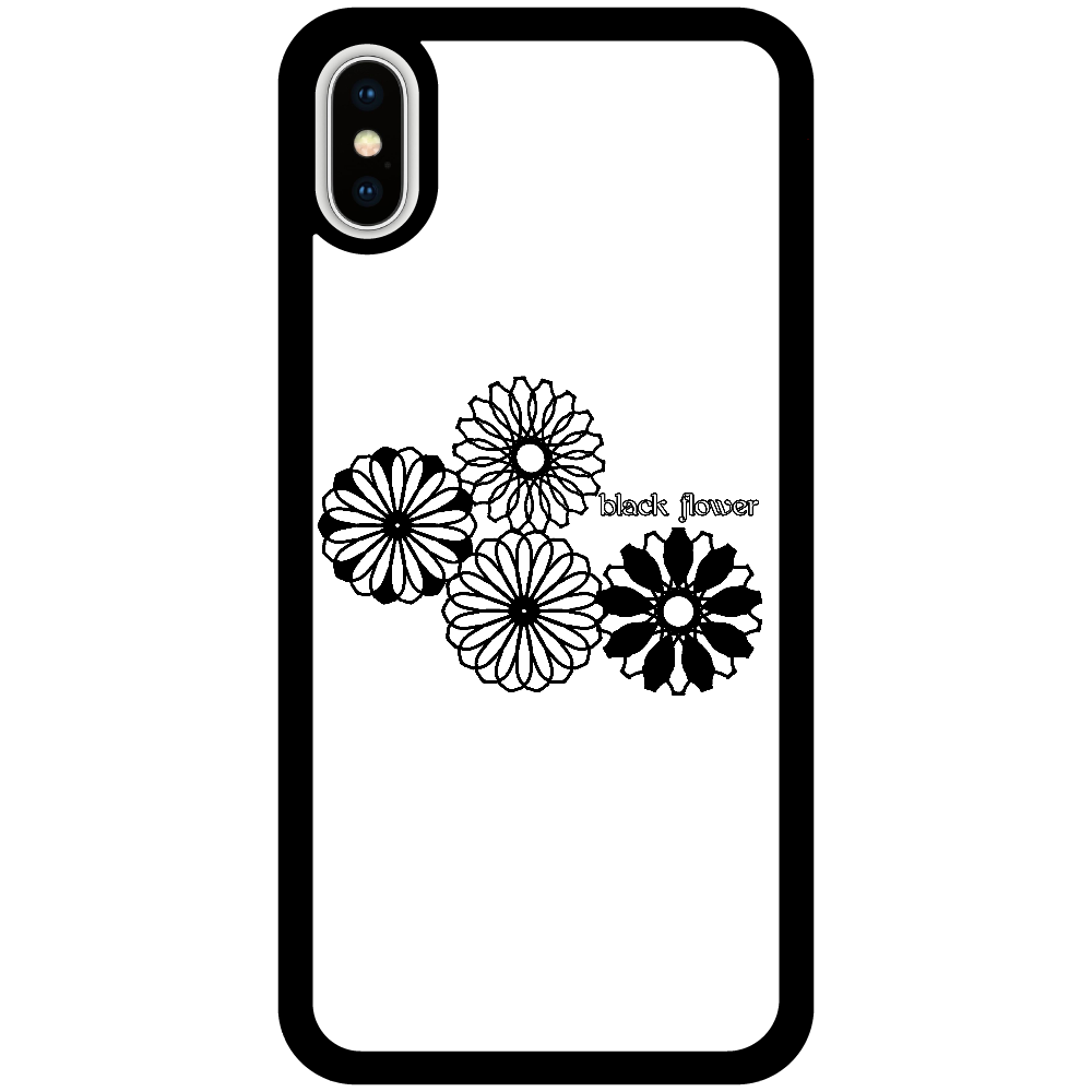 ブラックフラワー iPhoneX/Xs_プリントパネルラバーケース