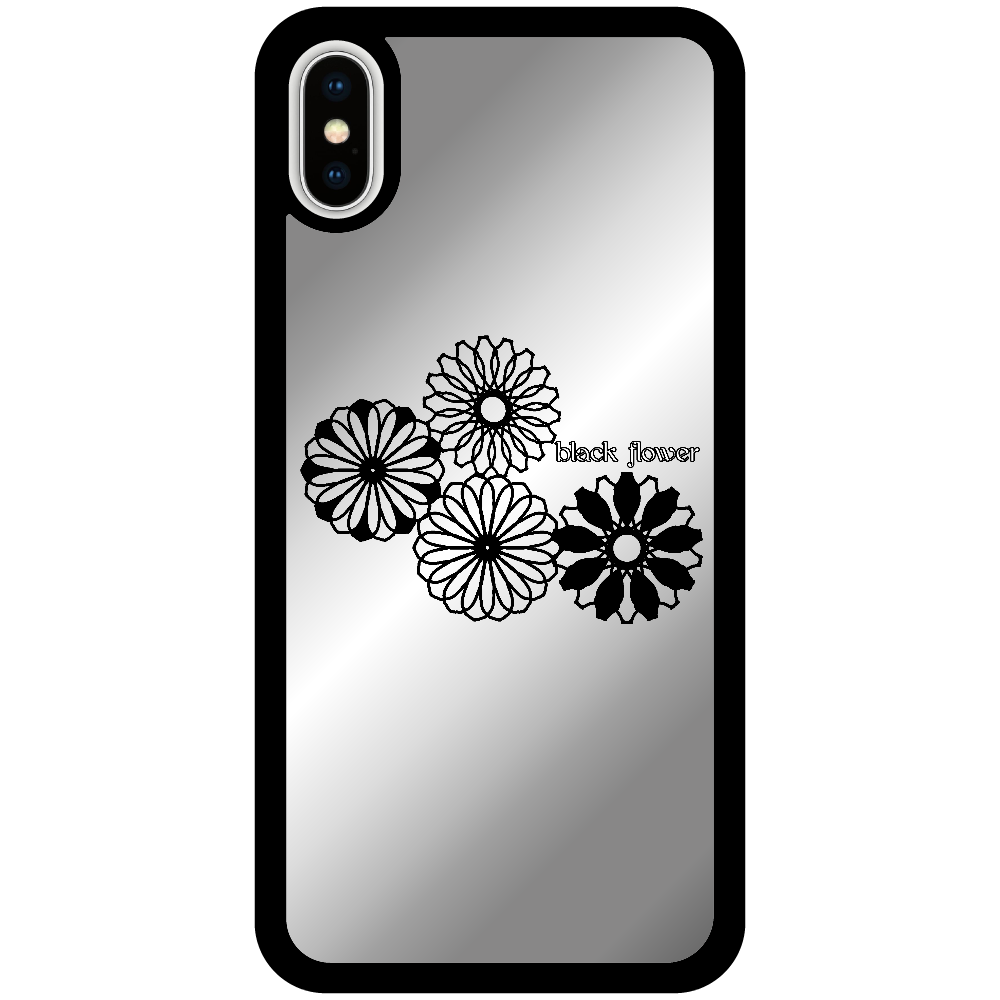 ブラックフラワー iPhoneX/Xsミラーパネルケース