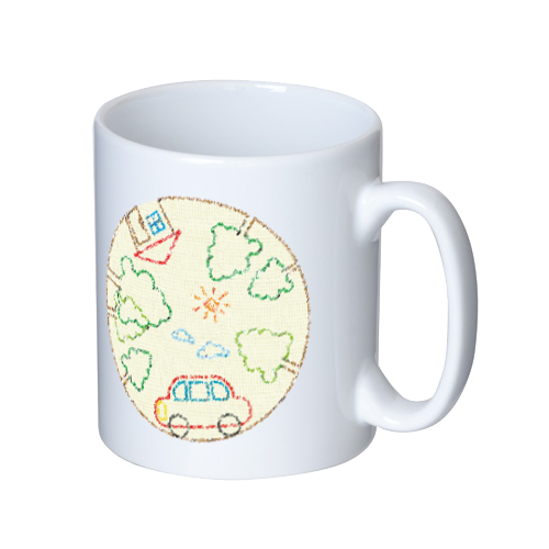 お絵描きクレヨンサークル(線画) マグカップ  ホワイト