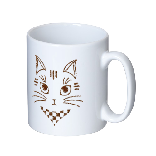 ねこかわいい(クレヨン) マグカップ  ホワイト