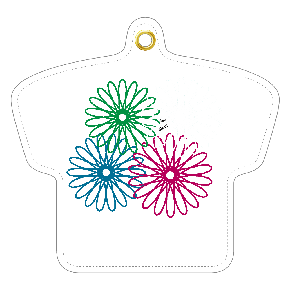 ネオンフラワー レザーキーホルダー（Tシャツ型）