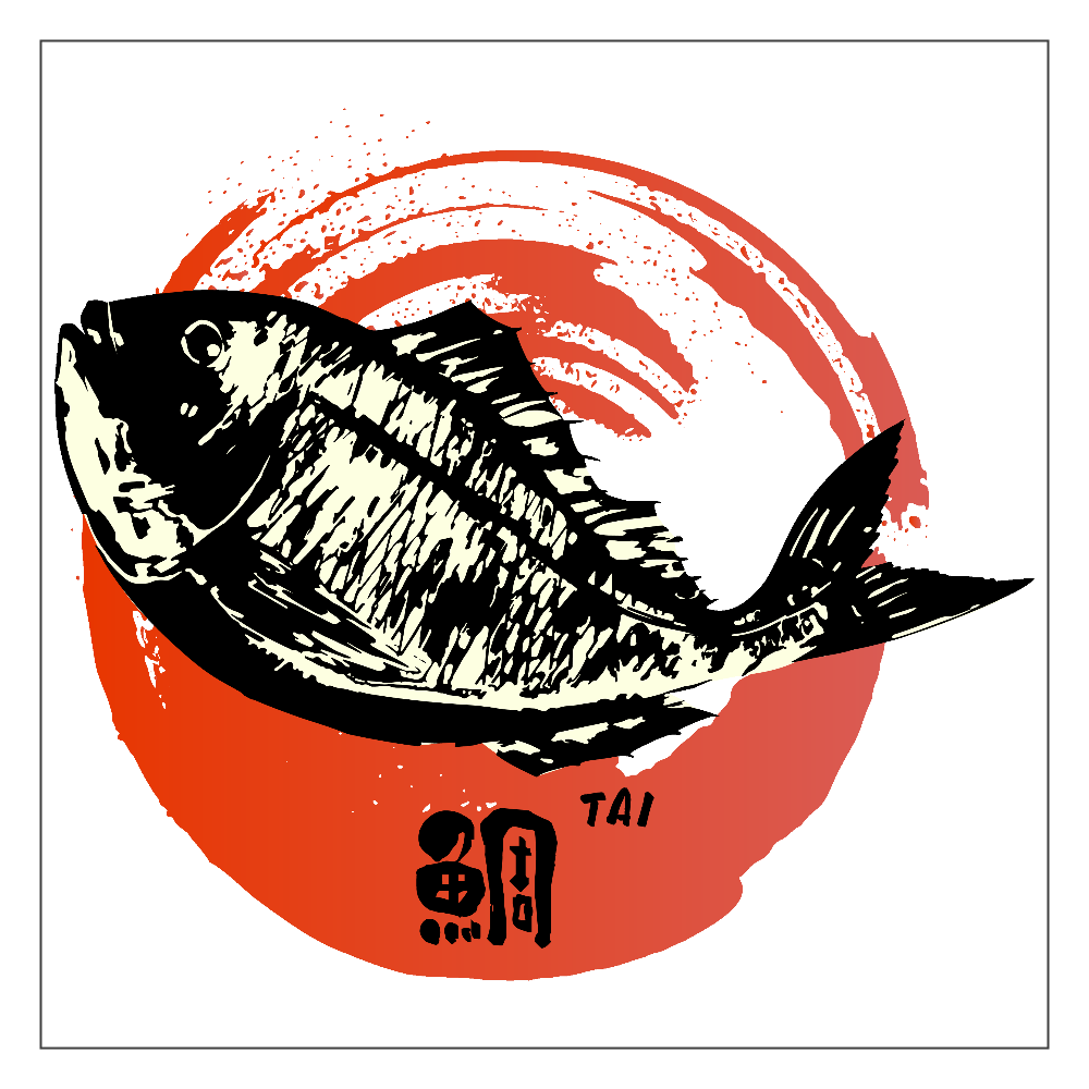 ジャンプする鯛の墨絵 アクリルブロック