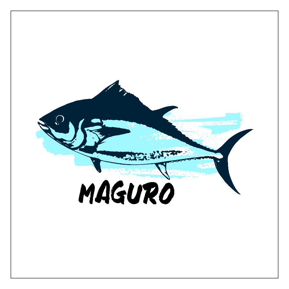 マグロの墨絵和風アート アクリルブロック