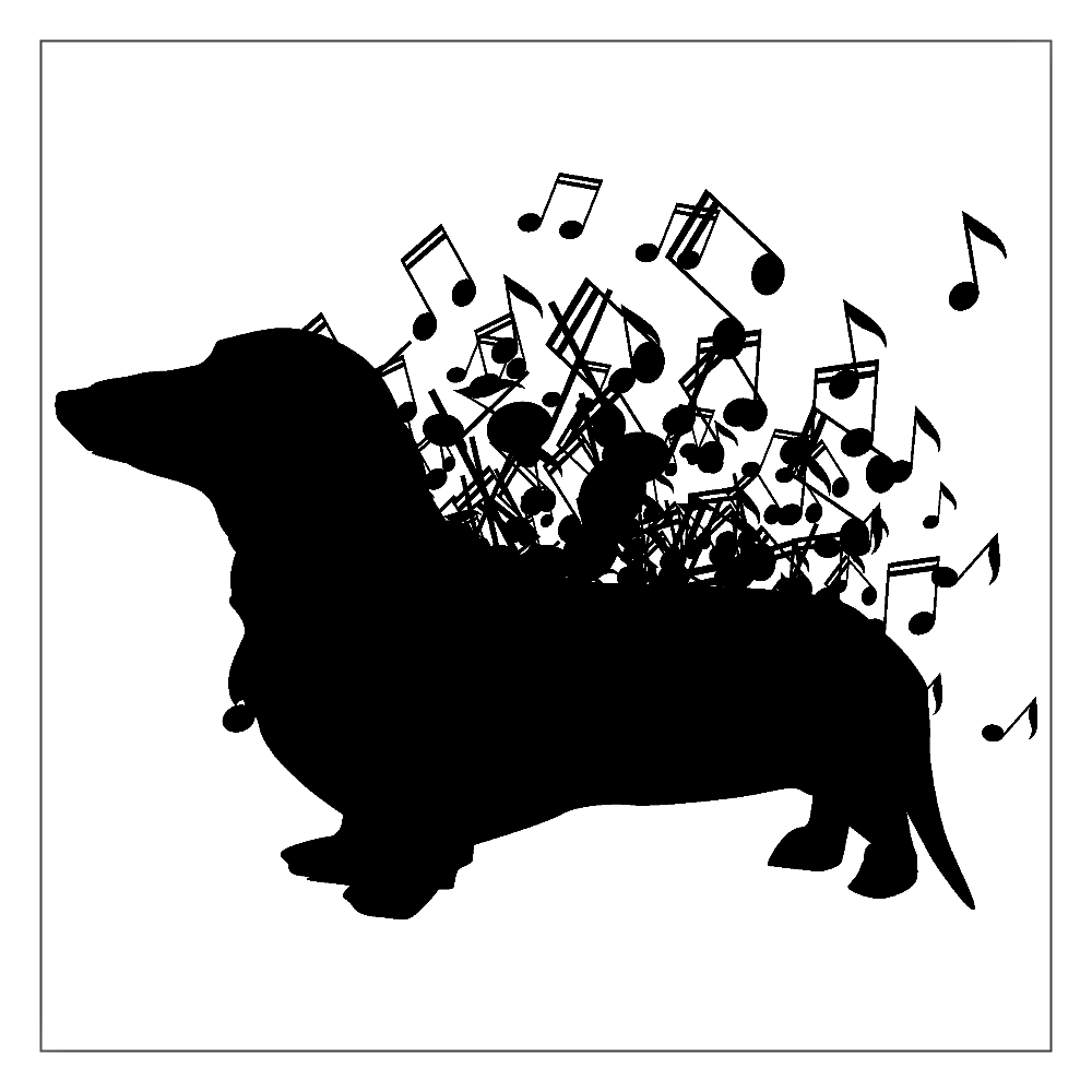 音符のミニチュアダックスフンドのマーク アクリルブロック