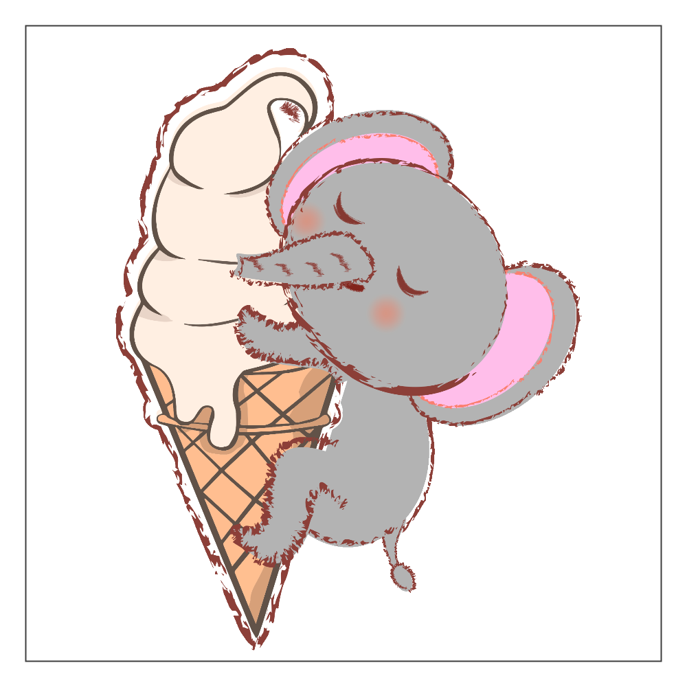 アイスクリームとぞうさん アクリルブロック