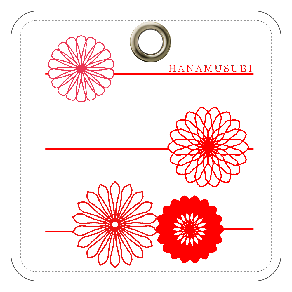 花結び レザーキーホルダー（四角型）