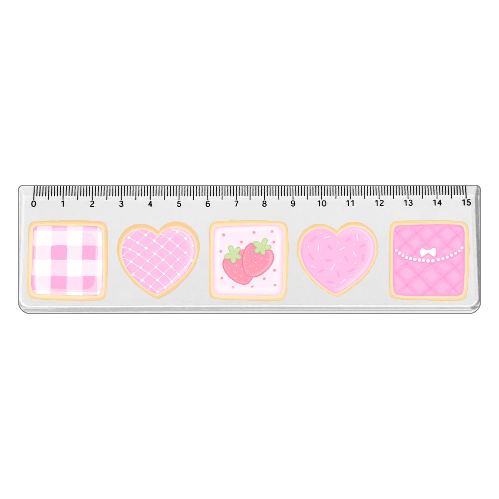 ほわほわピンクアイシングクッキー アクリルクリア定規