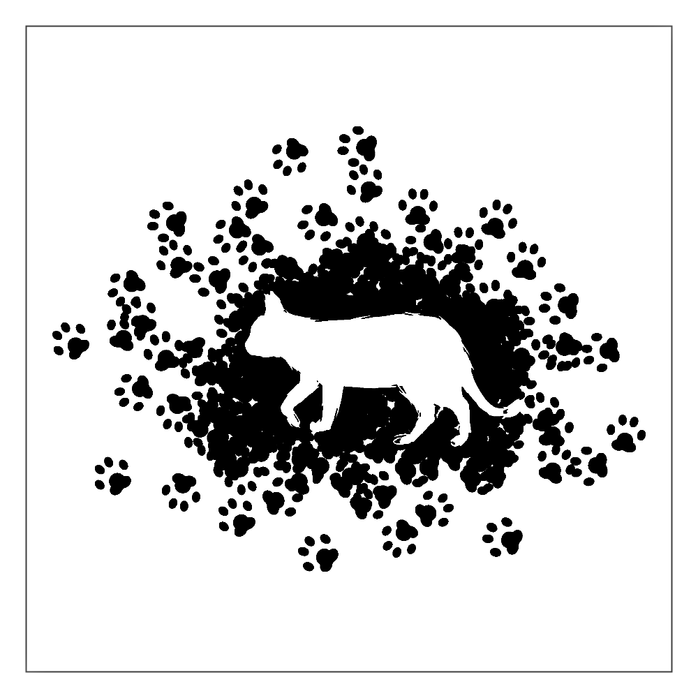 足跡と猫のシルエットマーク アクリルブロック