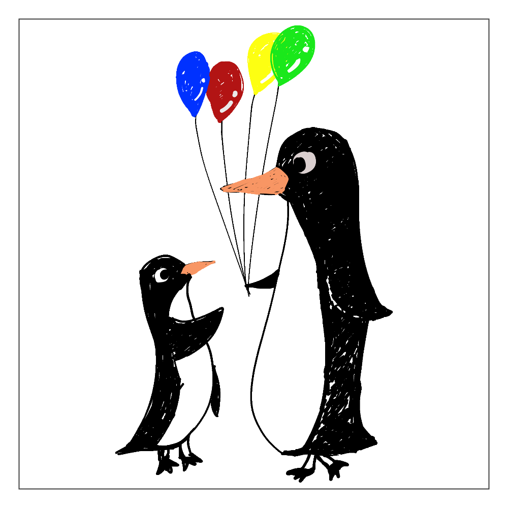 風船とペンギンの絵アクリルブロックの商品購入ページ｜クリエイターの