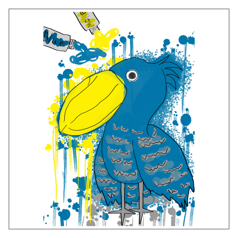ハシビロコウ　絵具　version アクリルブロック