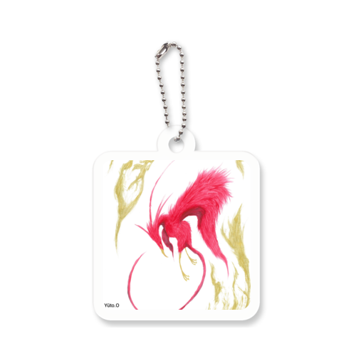『赤鳥乱舞』キーホルダー アクリルキーホルダー　四角型 (4cm)