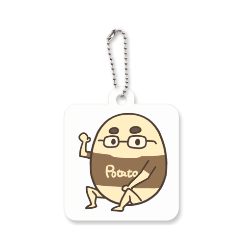 ぽてとくん「どうも」 アクリルキーホルダー　四角型 (4cm)