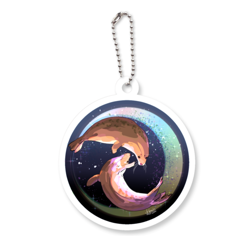 Seals dancing in the moonlit night アクリルキーホルダー　丸型 (6cm)